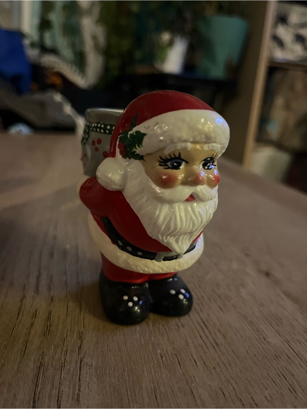 Vintage MCM Ceramic Santa Claus Planter Candy Holder 1950s Kitsch Christmas